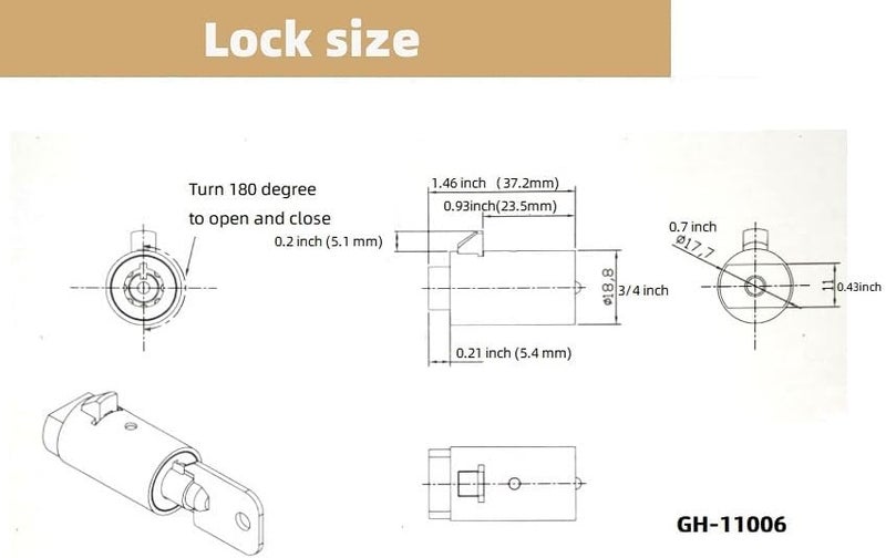 Goodheng locks Vending Machine Lock,7 Pins Cylinder Lock with Tubular Same Key for Soda Vending Machine,Coke Snack Machine,Coffee Maker,Candy Machine,Key aliked Number 1087,4 Set - Image 5